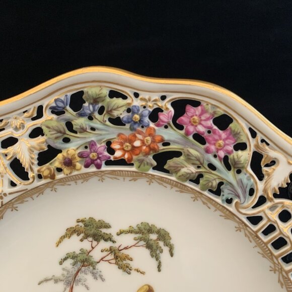 Helena Wolfsohn Reticulated Plate 8.5" Watteau Couple Scene Dresden Germany 7 - Picture 7 of 7